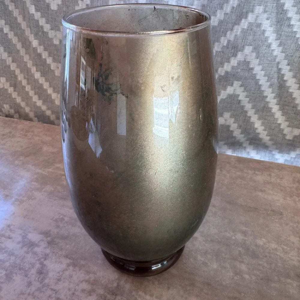 Gold and Green Ombré Metallic Decorative Glass Vase - Home Accents